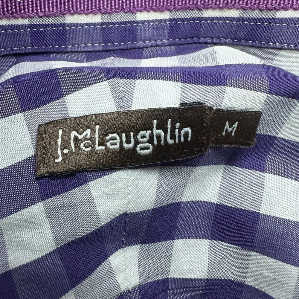 J. McLaughlin Purple White Gingham Plaid Button-Down Long Sleeve Shirt Men's MED